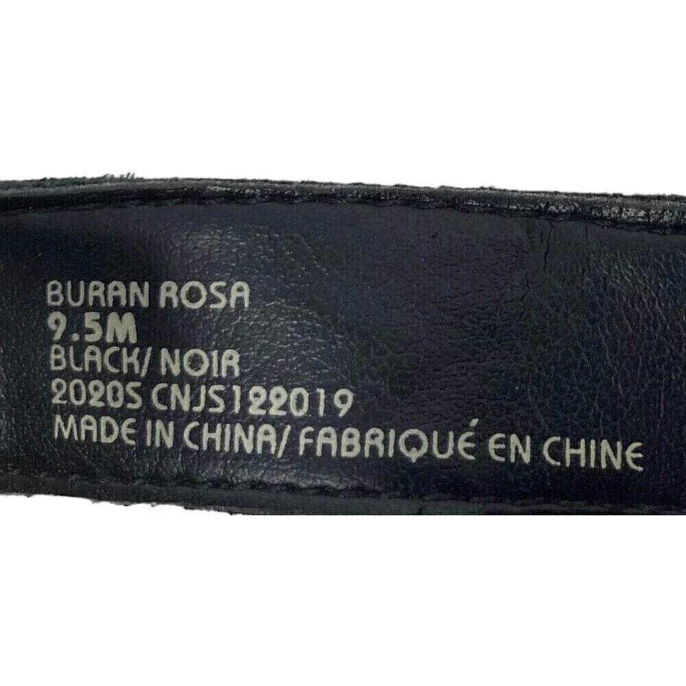 NEW Earth Buran Rosa Women's Size 9.5 Black Suede Leather Wedge Sandals  Shoes